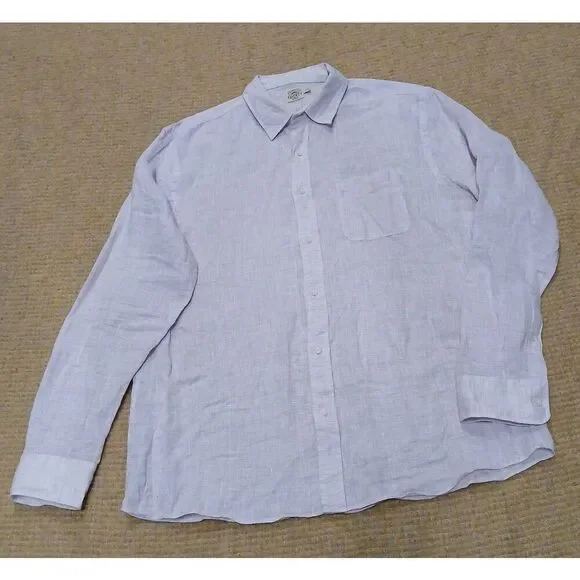 Faherty brand 100% linen mens xl shirt longsleeve lavender purple - Picture 1 of 7
